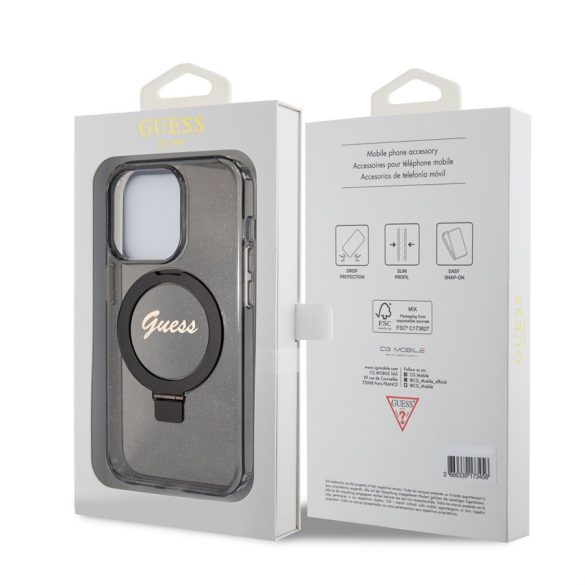 Husa din spate GUESS GUHMP15LHRSGSK MagSafe pentru Apple iPhone 15 Pro - negru