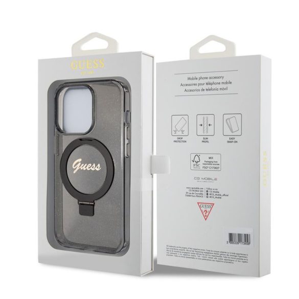 Husa din spate GUESS GUHMP15LHRSGSK MagSafe pentru Apple iPhone 15 Pro - negru