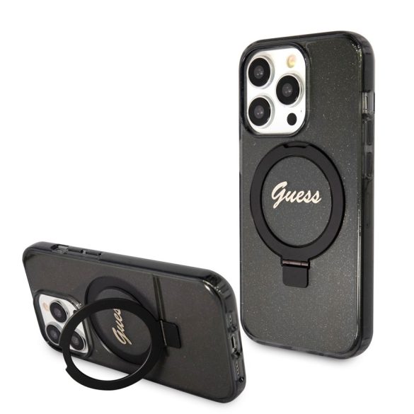 Husă din spate GUESS GUHMP15XHRSGSK MagSafe pentru Apple iPhone 15 Pro Max - neagră