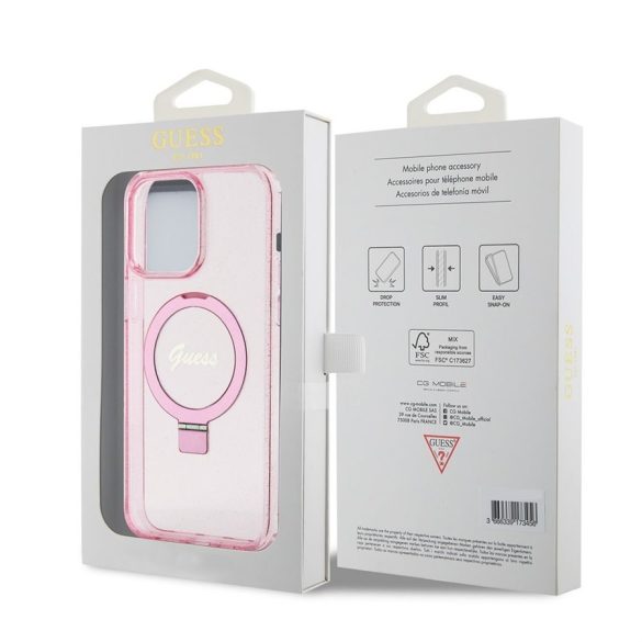 Husa din spate MagSafe GUESS GUHMP15LHRSGSP Apple iPhone 15 Pro - roz