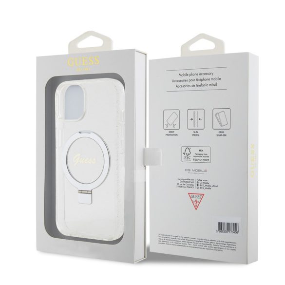 Husă din spate Apple iPhone 15 GUESS GUHMP15SHRSGSD MagSafe - transparentă