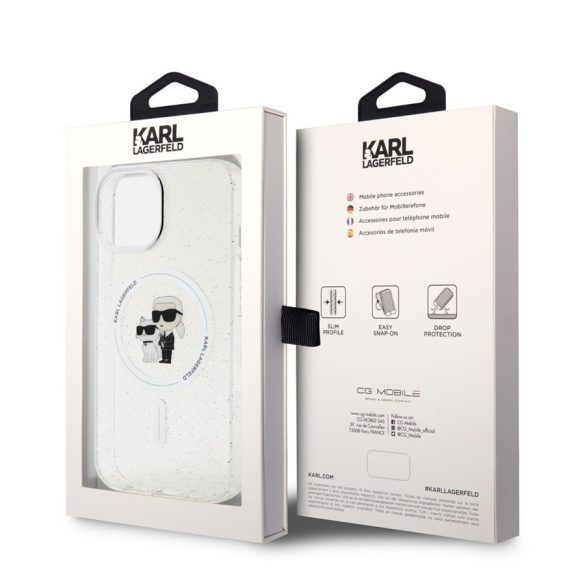Husa din spate Apple iPhone 15 KARL LAGERFELD KLHMP15SHGKCNOT Magsafe IML - Sclipici