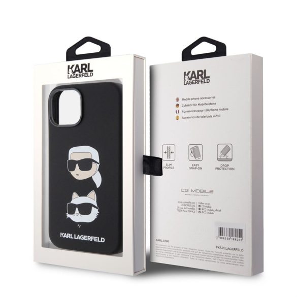 Husă din spate lichidă pentru Apple iPhone 15 Plus KARL LAGERFELD KLHCP15MSDHKCNK - neagră