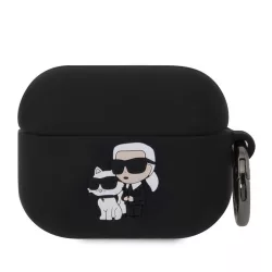   Suport Apple Airpods Pro KARL LAGERFELD KLAPRUNKC din silicon lichid - negru
