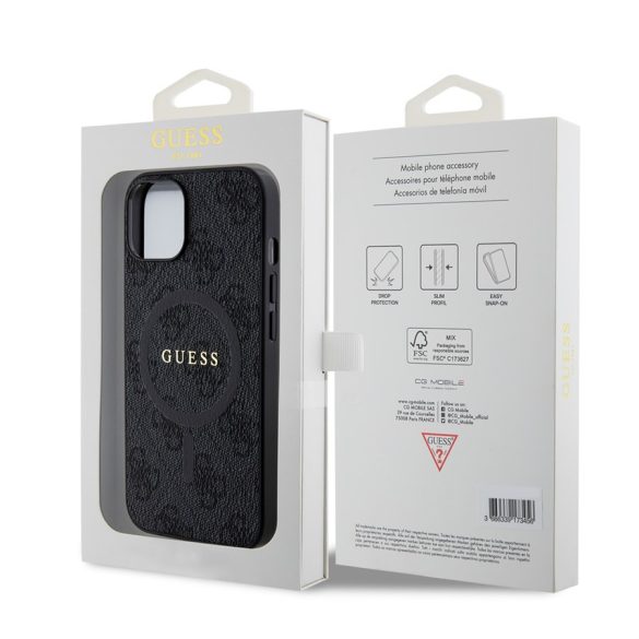 Husă din spate Apple iPhone 14 GUESS GUHMP14SG4GFRK MagSafe - neagră