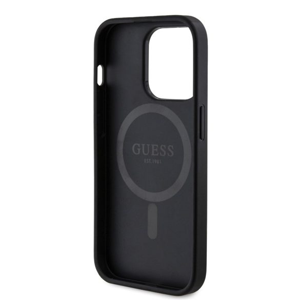 Husa din spate Apple iPhone 14 Pro GUESS GUHMP14LG4GFRK MagSafe - negru