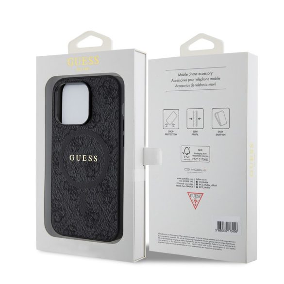 Husa din spate Apple iPhone 14 Pro GUESS GUHMP14LG4GFRK MagSafe - negru