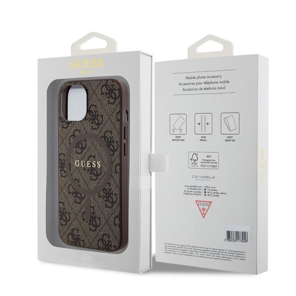 Husă din spate Apple iPhone 14 GUESS GUHMP14SG4GFRW MagSafe - maro