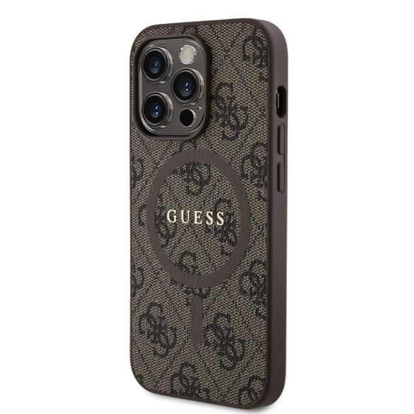Husă din spate Apple iPhone 14 Pro Max GUESS GUHMP14XG4GFRW MagSafe - maro
