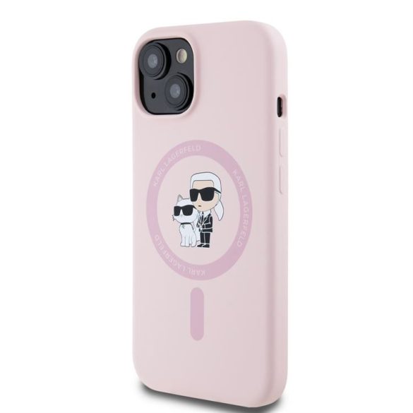 Apple iPhone 15 KARL LAGERFELD KLHMP15SSCMKCRHP Liquid Silicon MagSafe Back Cover - Roz