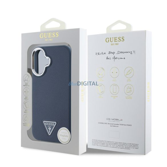 Apple iPhone 16 GUESS GUHMP16SPGTSPSB MagSafe Back Cover - Albastru