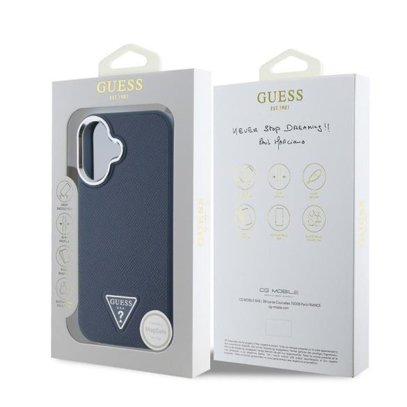 Apple iPhone 16 GUESS GUHMP16SPGTSPSB MagSafe Back Cover - Albastru