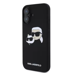   HUSĂ! - Apple iPhone 16 KARL LAGERFELD KLHMP16SSKCHPPLK Liquid Silicon MagSafe Back Cover - Negru