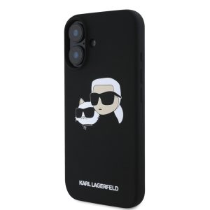 Apple iPhone 16 KARL LAGERFELD KLHMP16SSKCHPPLK Liquid Silicon MagSafe Back Cover - Negru