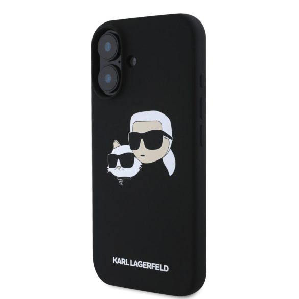 Apple iPhone 16 KARL LAGERFELD KLHMP16SSKCHPPLK Liquid Silicon MagSafe Back Cover - Negru