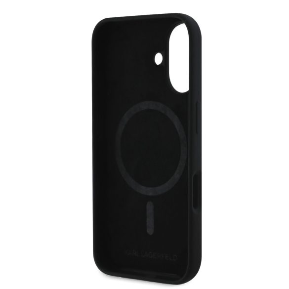 Apple iPhone 16 KARL LAGERFELD KLHMP16SSKCHPPLK Liquid Silicon MagSafe Back Cover - Negru