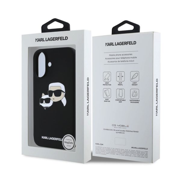 Apple iPhone 16 KARL LAGERFELD KLHMP16SSKCHPPLK Liquid Silicon MagSafe Back Cover - Negru