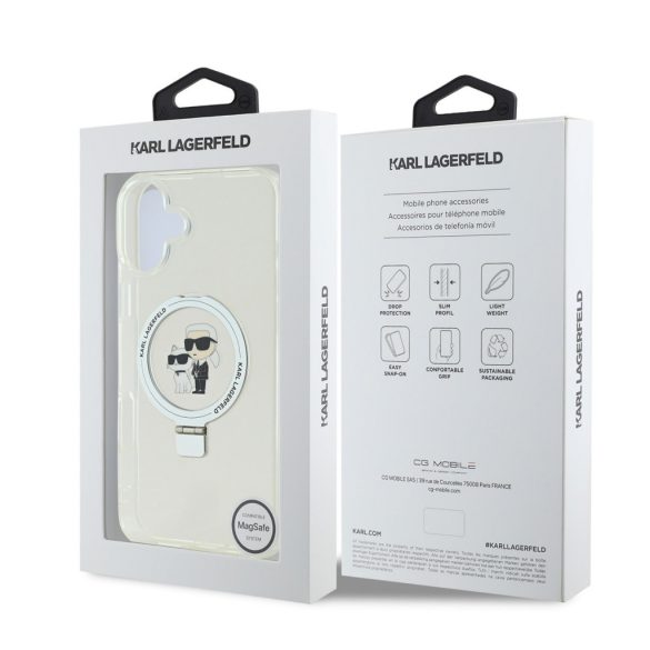 Apple iPhone 16 KARL LAGERFELD KLHMP16SHMRSKCH MagSafe Ringstand Back Cover - Transparent