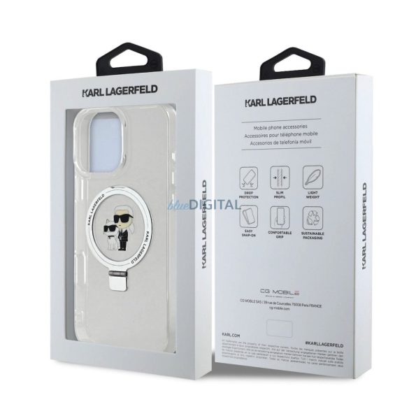 Apple iPhone 16 Pro KARL LAGERFELD KLHMP16LHMRSKCH MagSafe Ringstand Back Cover - Transparent