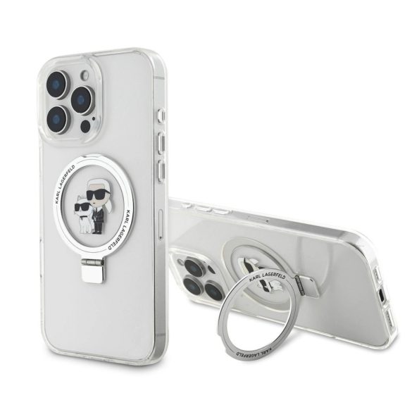 Apple iPhone 16 Pro Max KARL LAGERFELD KLHMP16XHMRSKCH MagSafe Ringstand Back Cover - Transparent