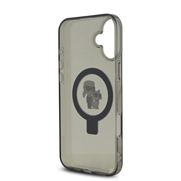 Apple iPhone 16 KARL LAGERFELD KLHMP16SHMRSKCK MagSafe Ring Stand Back Cover - Negru