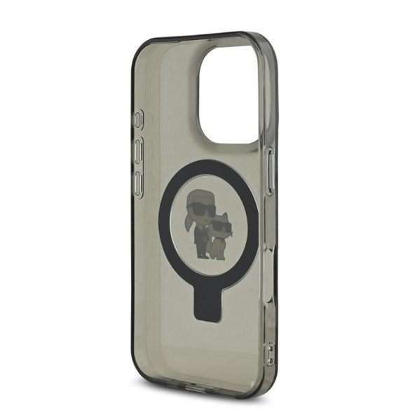 Apple iPhone 16 Pro KARL LAGERFELD KLHMP16LHMRSKCK MagSafe Ring Stand Back Cover - Negru