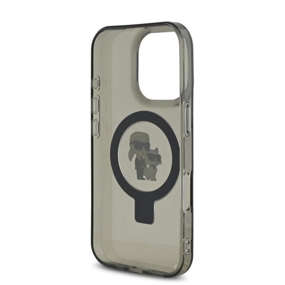 Apple iPhone 16 Pro KARL LAGERFELD KLHMP16XHMRSKCK MagSafe Ring Stand Back Cover - Negru