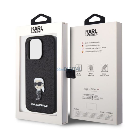 Apple iPhone 16 Pro KARL LAGERFELD KLHCP16LGKNPSK Glitter Back Cover - Negru