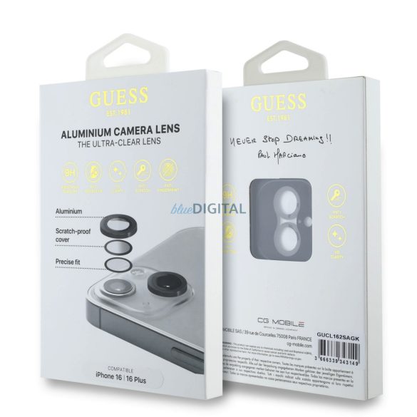 Apple iPhone 16/16 Plus Guess GUCL162SGGD Metal 3D Camera Film de protecție - Gold Pebble