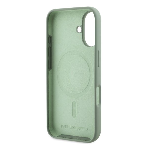 Apple iPhone 16 KARL LAGERFELD KLHMP16SSKCHTCA Liquid Silicon MagSafe Back Cover - Verde