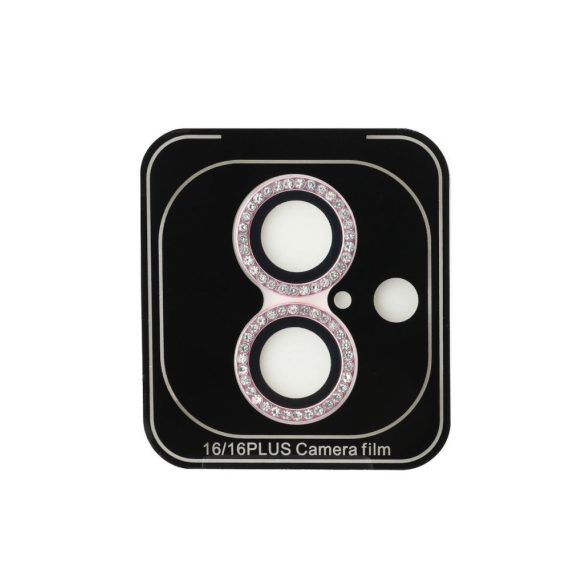 Apple iPhone 16/16 Plus Guess GUCL162SGGP Peliculă metalică de protecție pentru cameră 3D - Pink Pebbled