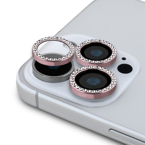 Apple iPhone 16 Pro/16 Pro Max Guess GUCL163SGGP Metal 3D Camera Film de protecție - Pink Pebbled