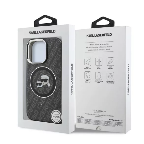 HUSĂ! - Apple iPhone 15 Pro KARL LAGERFELD KLHMP15LHMKBKBKCHK Magsafe IML Back Cover - Negru