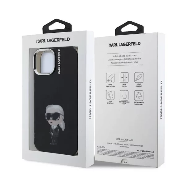 HUSĂ! - Apple iPhone 15 KARL LAGERFELD KLHMP15SHMKIAQK IML Back Cover - Negru