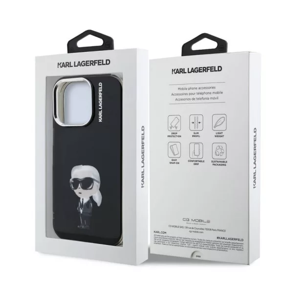HUSĂ! - Apple iPhone 15 Pro KARL LAGERFELD KLHMP15LHMKIAQK IML Back Cover - Negru