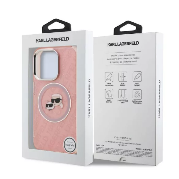 HUSĂ! - Apple iPhone 15 Pro KARL LAGERFELD KLHMP15LHMKBKCHP Magsafe IML Back Cover - Roz