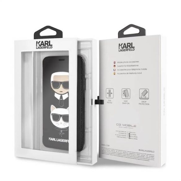 Carcasa Apple iPhone X/XS KARL LAGERFELD KLFLBKPXKICKC - Neagra