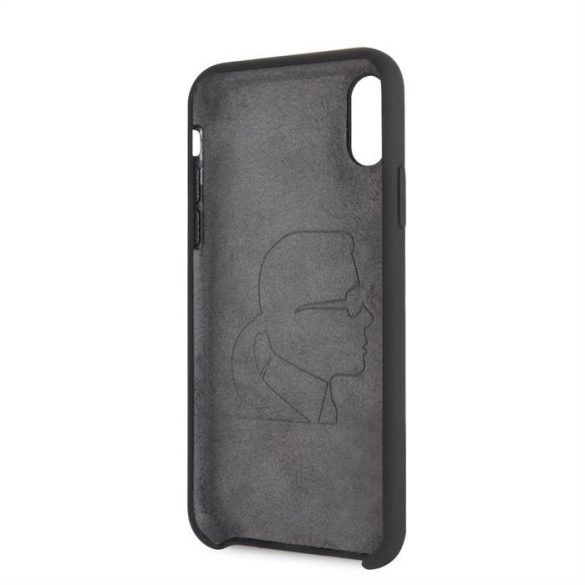 Husă din spate din silicon lichid pentru Apple iPhone XS Max KARL LAGERFELD KLHCI65SLFBKK - neagră