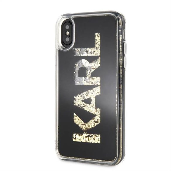 Husă din TPU cu sclipici lichide KARL LAGERFELD KLHCPXKAGBK Apple iPhone X/XS - neagră
