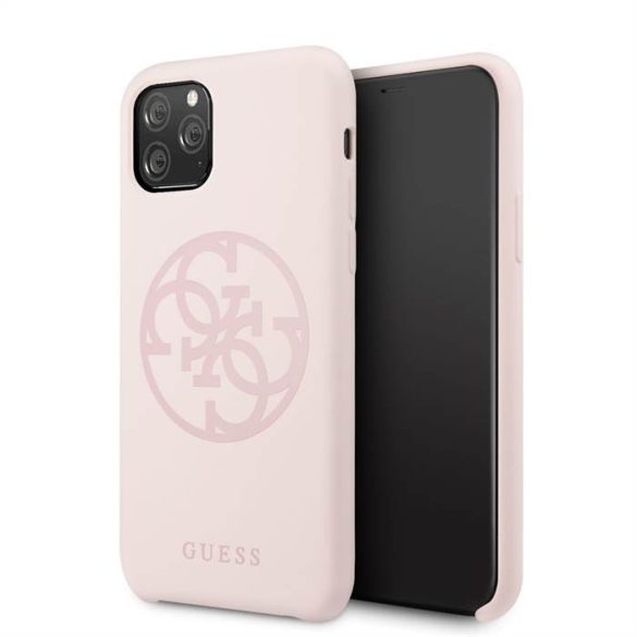 Husă din spate din silicon lichid pentru Apple iPhone 11 Pro GUESS GUHCN58LS4GLP - roz pudrat