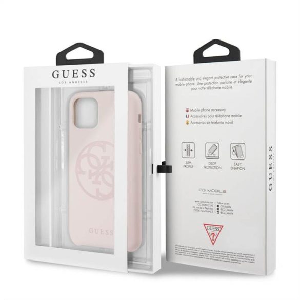 Husă din spate din silicon lichid pentru Apple iPhone 11 Pro GUESS GUHCN58LS4GLP - roz pudrat