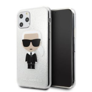 Husă din spate cu sclipici pentru Apple iPhone 11 Pro KARL LAGERFELD KLHCN58TPUTRIKSL - argintie