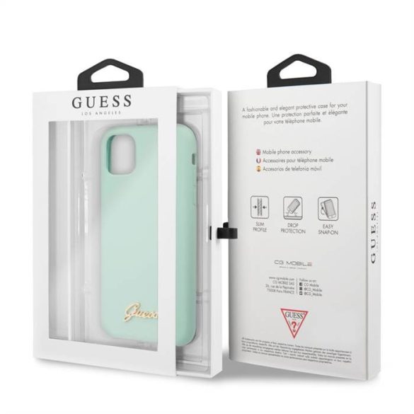 Apple iPhone 11 Pro GUESS GUHCN58LSLMGGR Husă spate din silicon lichid - Mint