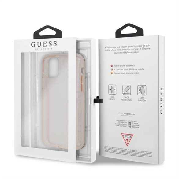 Husă din spate TPU cu sclipici pentru Apple iPhone 11 Pro GUESS GUHCN58PCGLPI - roz