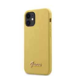  HUSĂ! - Husă din spate din silicon lichid pentru Apple iPhone 12 Mini GUESS GUHCP12SLSLMGYE - galbenă