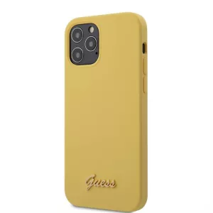 HUSĂ! - Husă din spate din silicon lichid pentru Apple iPhone 12 Pro Max GUESS GUHCP12LLSLMGYE - galbenă