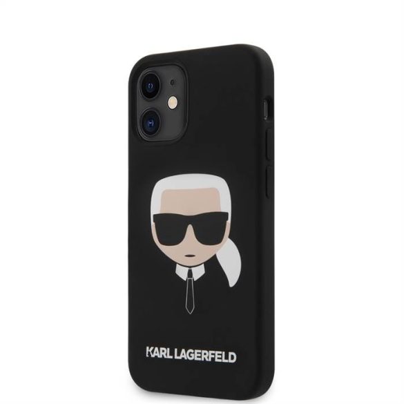 Husă din spate din silicon lichid pentru Apple iPhone 12 Mini KARL LAGERFELD KLHCP12SSLKHBK - neagră