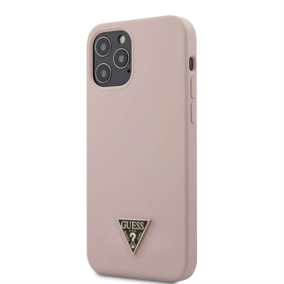 Husă din spate din silicon lichid pentru Apple iPhone 12 Pro Max GUESS GUHCP12LLSTMLP - roz pudrat