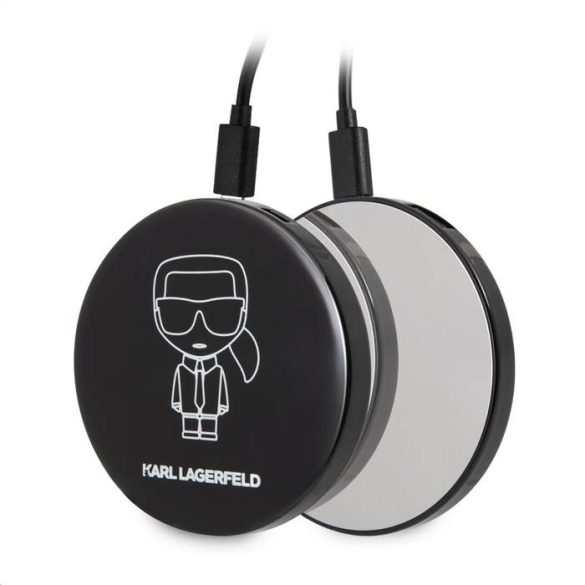 Apple Airpods 1/2 + Powebank KARL LAGERFELD KLBPPBOA2K Suport și încărcător din silicon lichid - negru