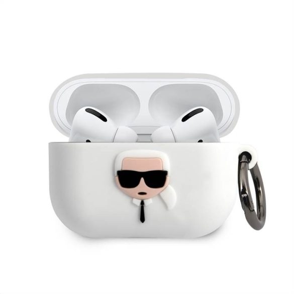 Suport Apple Airpods Pro KARL LAGERFELD KLACAPSILGLWH din silicon lichid - alb